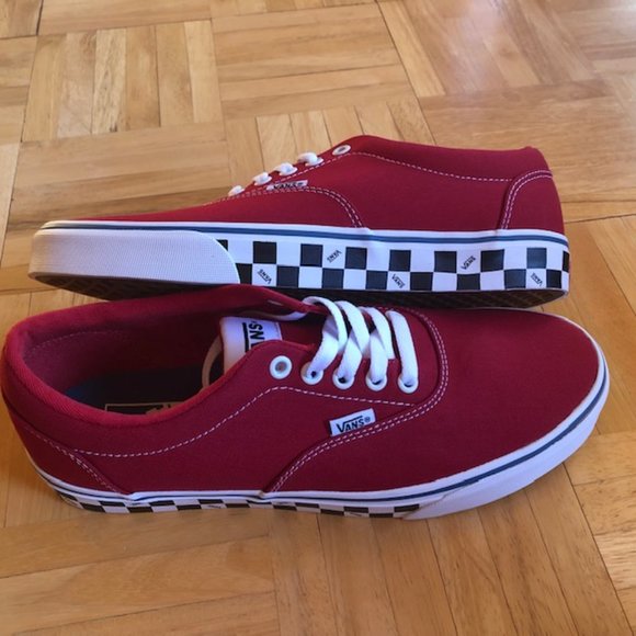 Vans Doheny Men's Red Checked Canvas Lace Up Low Tops Sneakers - Picture 7 of 10